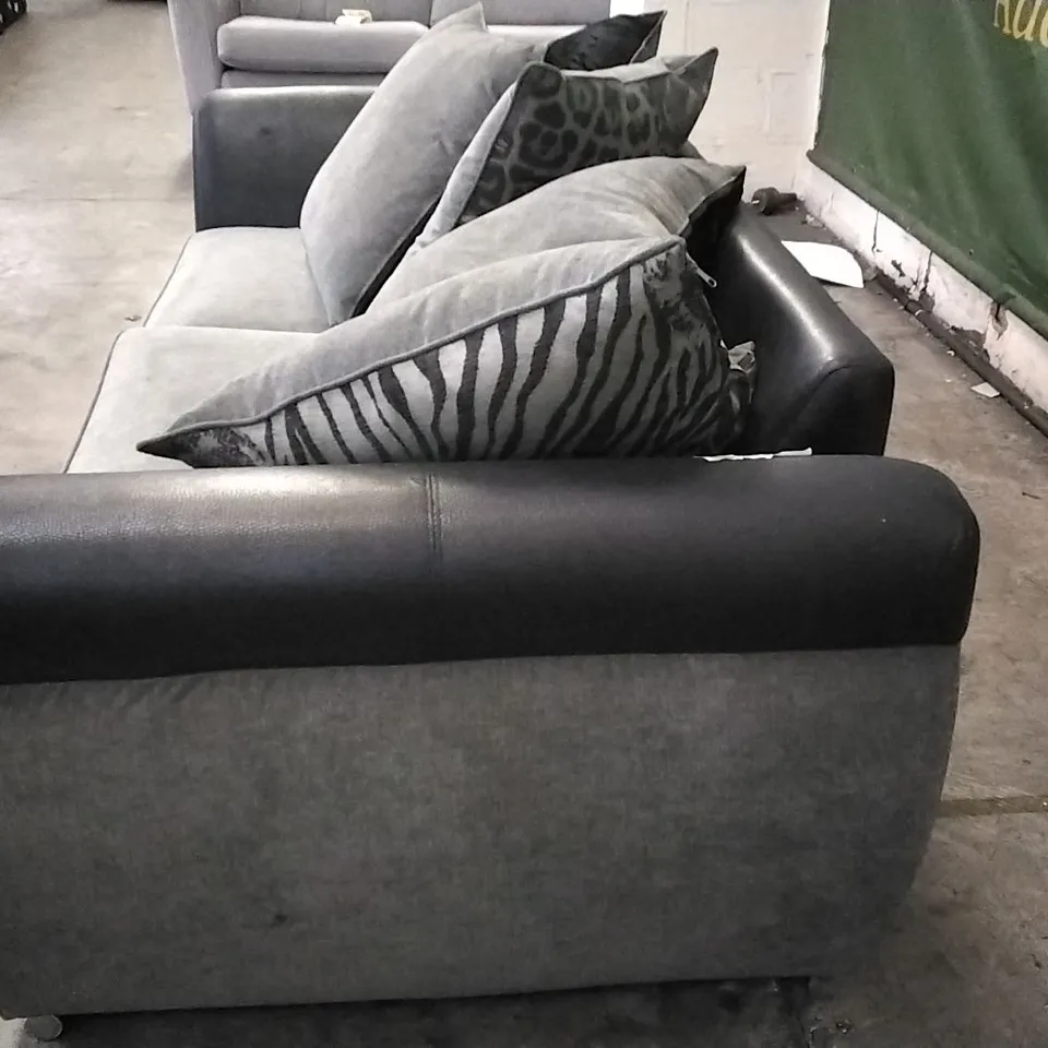 QUALITY DESIGNER HILTON 3 SEATER SOFA - BLACK/CHARCOAL FABRIC