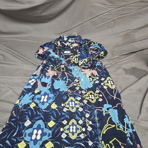 WHITE STUFF RUA JERSEY SHIRT DRESS IN BLUE PRINT SIZE 10P