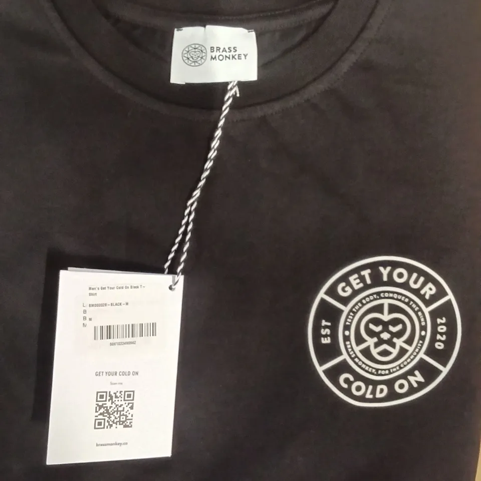 BOX OF BRASS MONKEY T-SHIRTS - BLACK SIZE MEDIUM/SMALL APPROXIMATELY 32