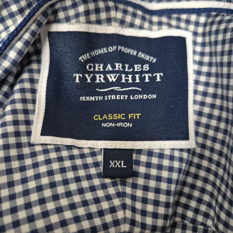 CHARLES TYRWHITT CLASSIC FIT NON-IRON SHIRT – BLUE/WHITE GINGHAM, UK XXL