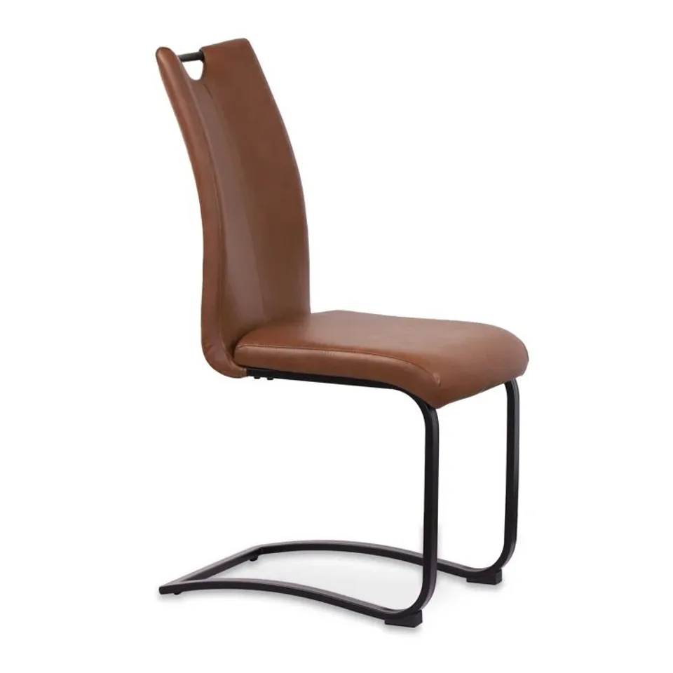 BOXED SET OF 4 ALIOTH FAUX LEATHER UPHOLSTERED DINING CHAIRS - BROWN TAN (1 BOX)
