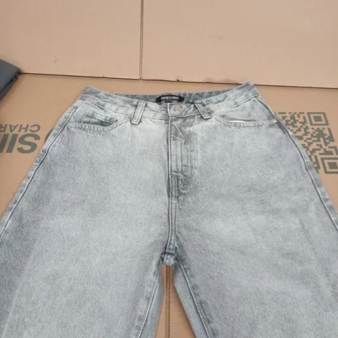 REBELLIOUS GREY DENIM DISTRESSED KNEE EXTRA LONG JEANS – UK 8 (MELISSE)