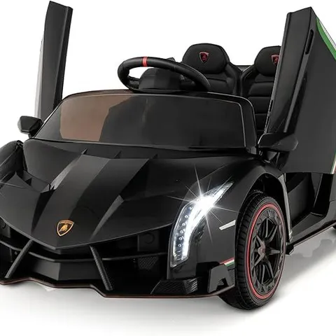 BOXED OLAKIDS 2 SEATER KIDS RIDE ON CAR,12V 4WD LICENSED LAMBORGHINI VENENO ELECTRIC VEHICLE WITH REMOTE CONTROL - BLACK