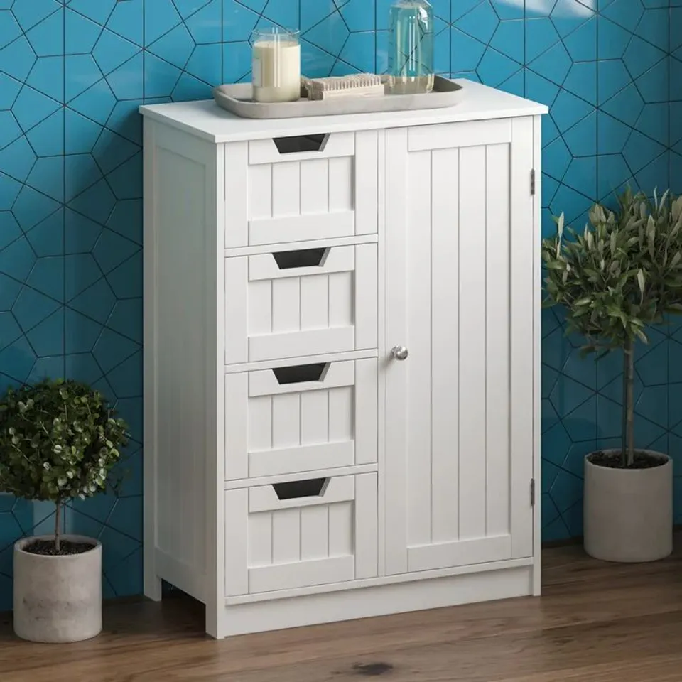 BOXED MILANO 4 DRAWER FREESTANDING BATHROOM CABINET (1 BOX)