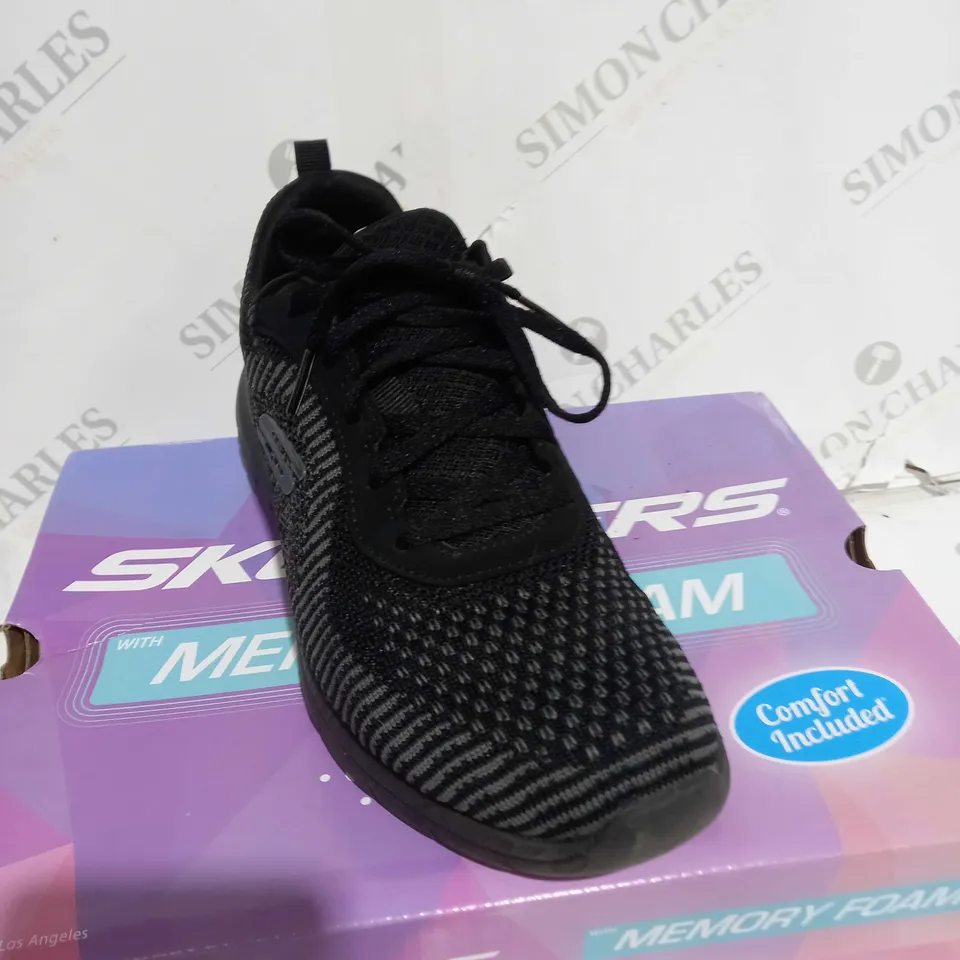 BOXED SKECHERS SIZE 5 BLACK ARCH FIT LACE UP SPORTS TRAINERS