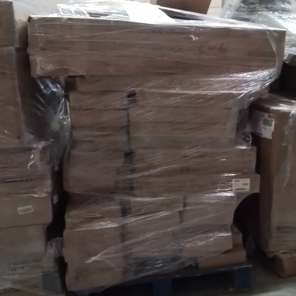 PALLET OF ASSORTED HOUSEHOLD GOODS AND PRODUCTS TO INCLUDE;NIGHT STAND,FLOATING SHELVES,COAT RACK