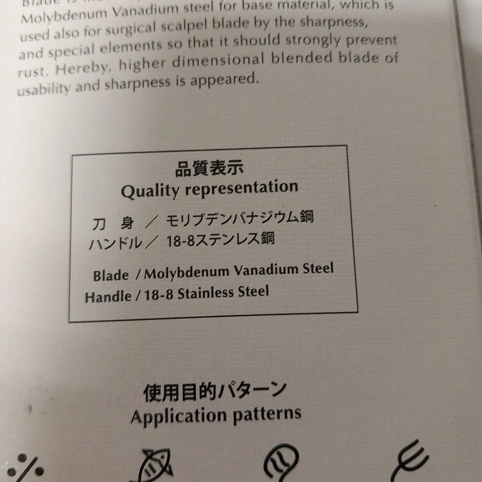 BOXED SHA RA KU MONO MOLYBDENUM VANADIUM STEEL 18-8 STAINESS STEEL FJ-01 14CM UTILITY KNIFE