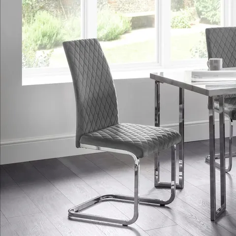 BOXED JULIAN BOWEN SET OF 4 CALABRIA CANTILEVER CHAIRS - GREY VELVET (1 BOX)