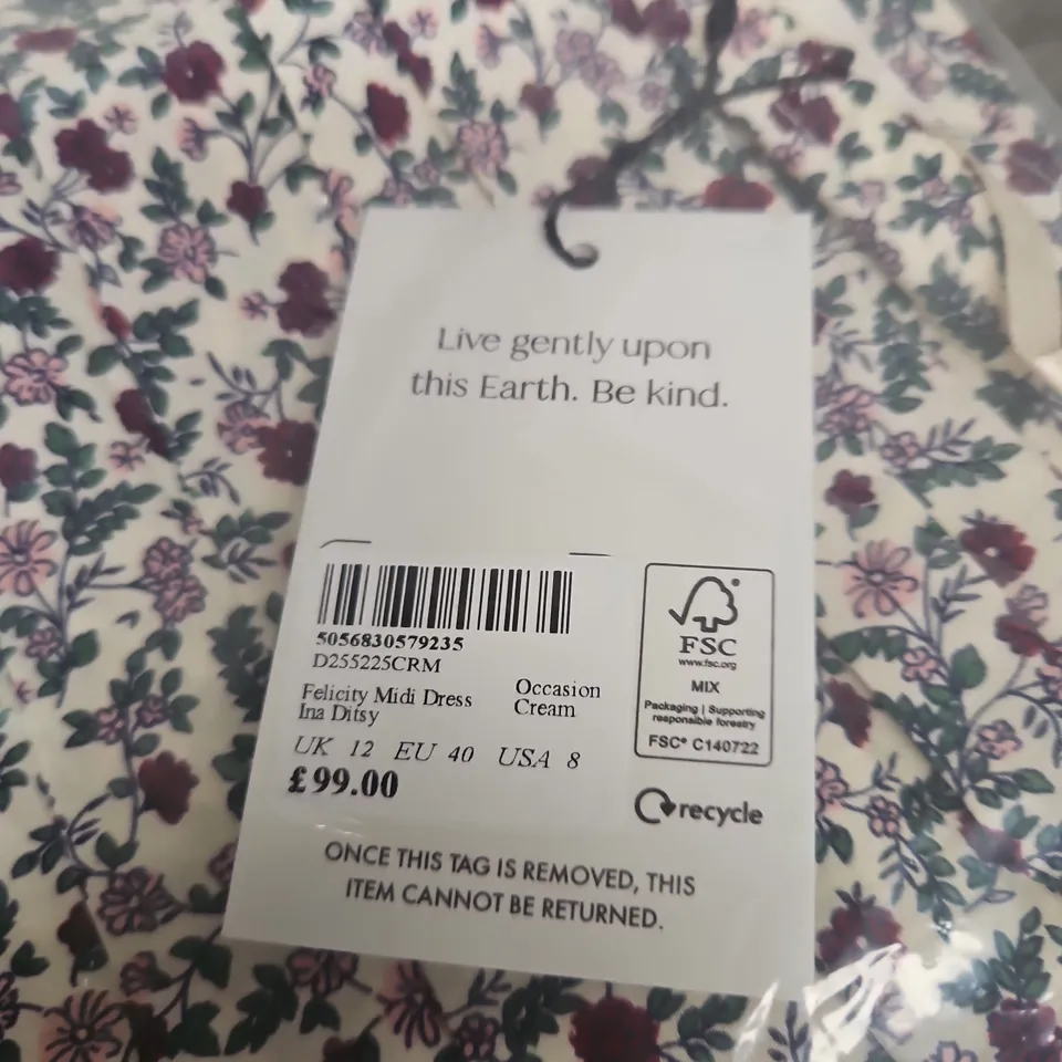 BAGGED NOBODYS CHILD FELICITY MIDI DRESS - SIZE 12