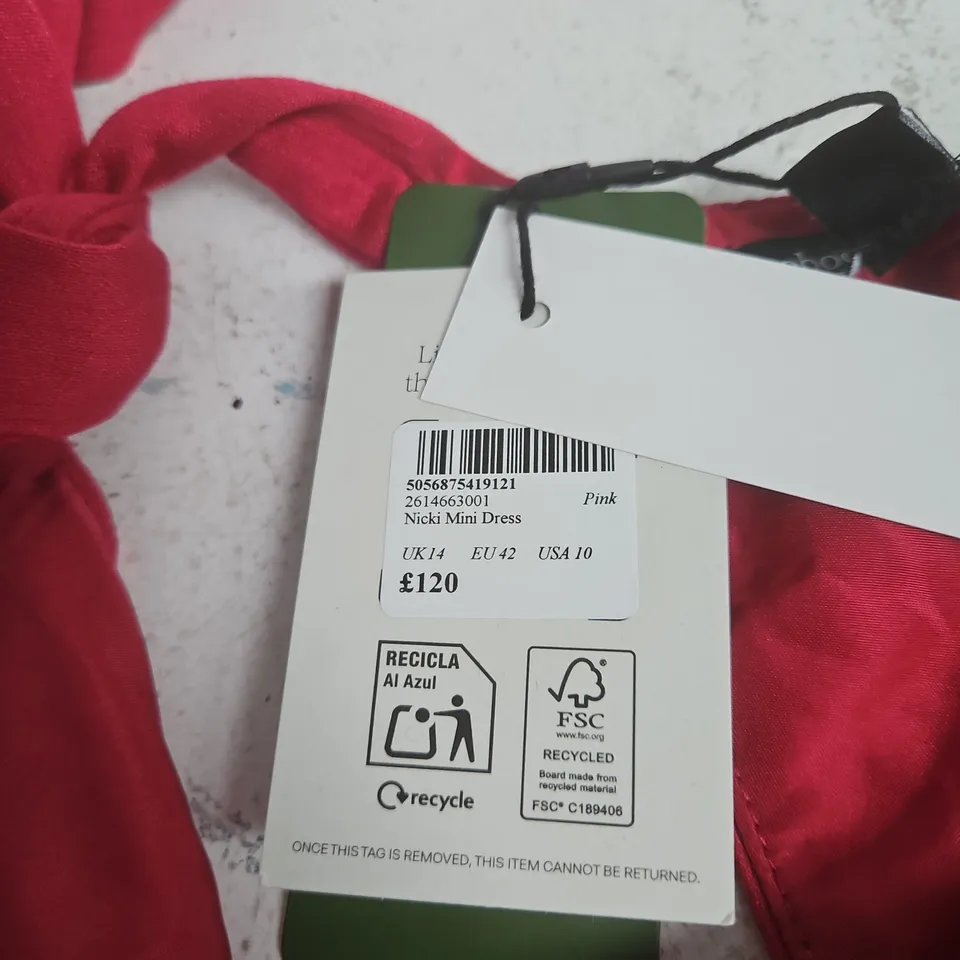 NOBODY'S CHILD PINK MINI DRESS UK14 (EU 42, USA 10)