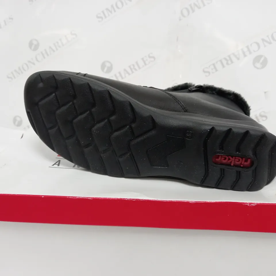 BOXED RIEKER FUR CUFF BOOTS, BLACK - SIZE 5