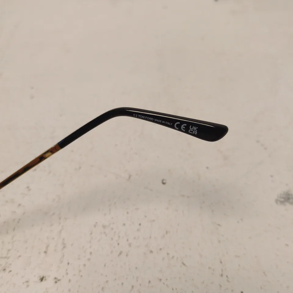 TOM FORD EYEGLASSES – BLACK RECTANGULAR FRAME WITH GOLD-TONE TEMPLES (MADE IN ITALY)
