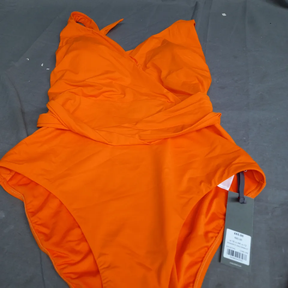 MINT VELVET VIVIANNA PLUNGE SWIMSUIT IN ORANGE - UK 16