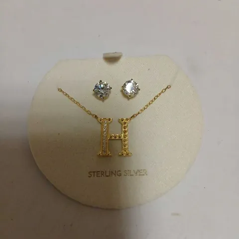 DIAMONIQUE 1.9CT TW INITIAL PENDANT & EARRING SET IN BAUBLE STERLING SILVER 