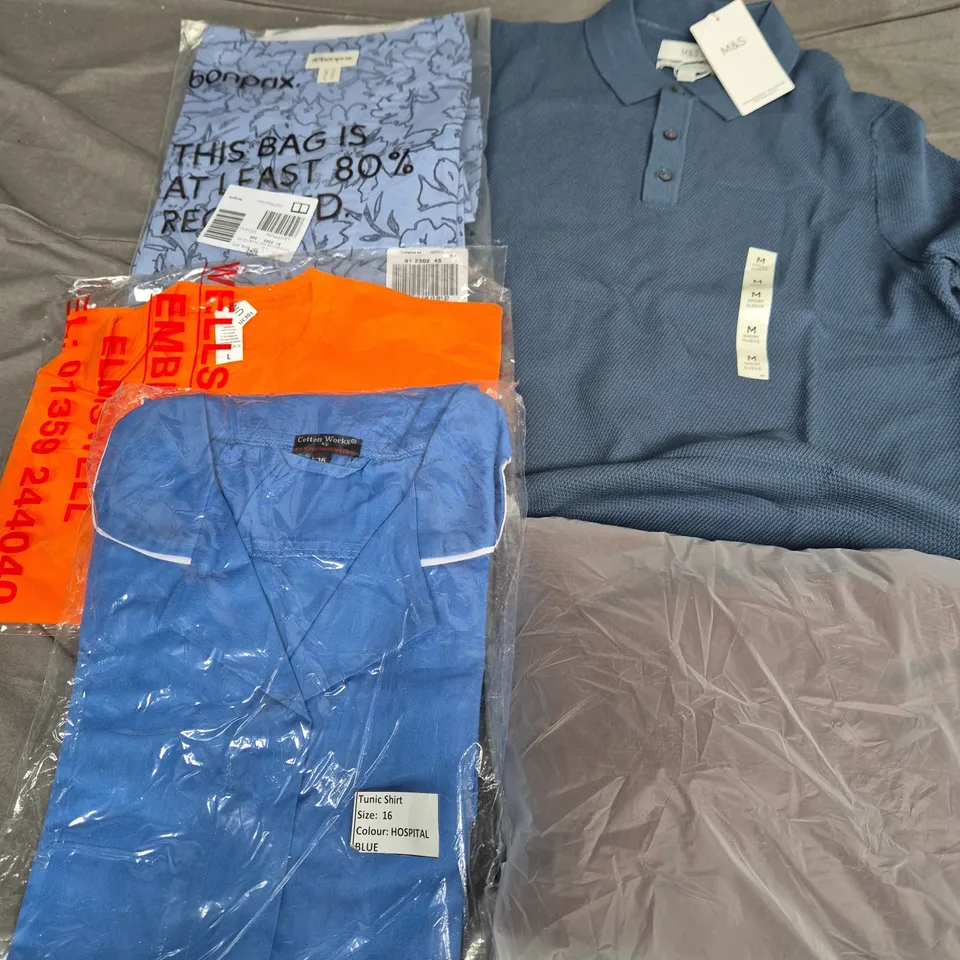APPROXIMATELY 40 ASSORTED CLOTHING ITEMS IN VARIOUS SIZES, STYLES & COLOURS TO INCLUDE SHIRT, SWEATERS, TROUSERS, ETC - COLLECTION ONLY