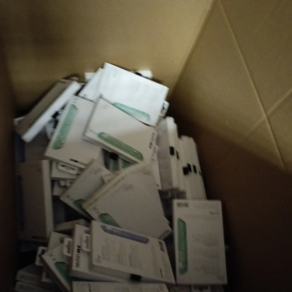 BOX OF APPROXIMATELY 120 ASSORTED PHONE CASES TO INCLUDE: TECH 21 EVO GEM FOR IPHONE7