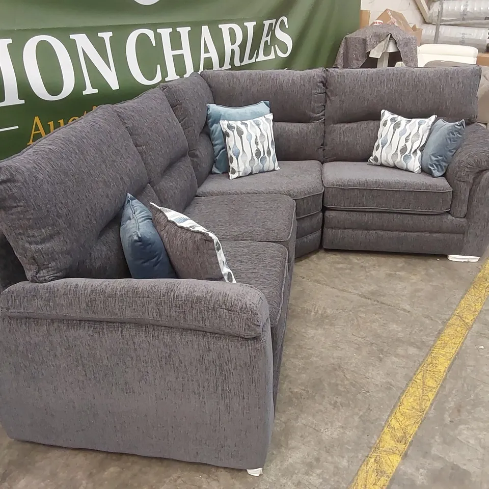 PADSTOW FABRIC DOUBLE ARM CORNER GROUP SOFA - CHARCOAL  RRP £2799