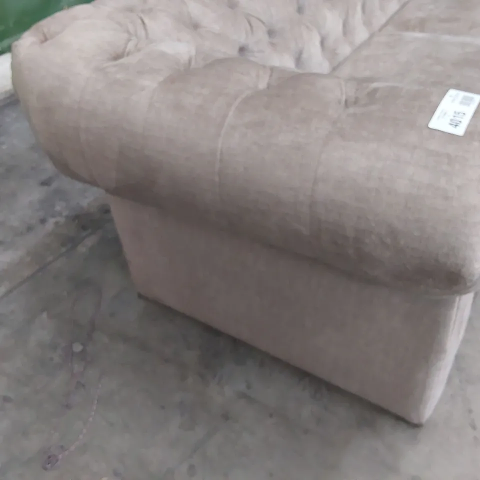 DESIGNER THREE SEATER CHESTERFIELD SOFA PLUSH FAWN FABRIC 