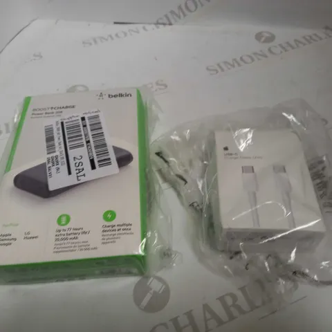 BELKIN BOOSTCHARGE POWERBANK AND APPLE USB-C CHARGE CABLE 