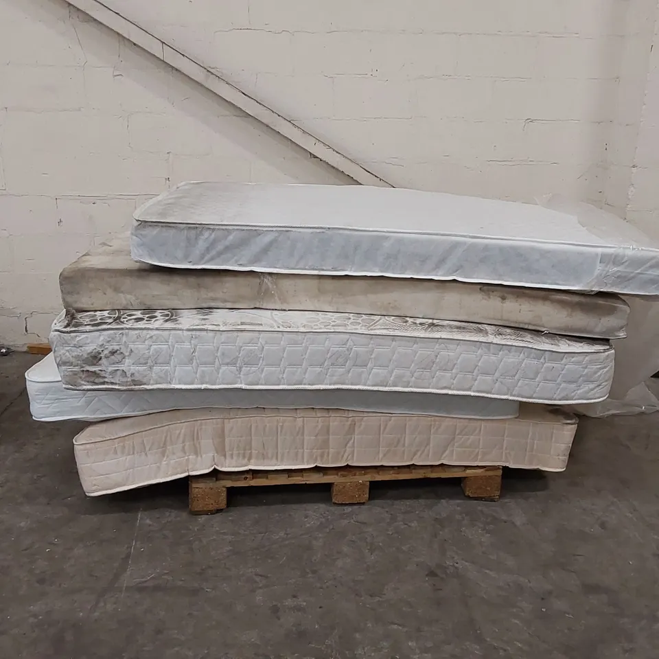 5 X ASSORTED MATTRESSES. SIZES, BRANDS AND CONDITIONS VARY 