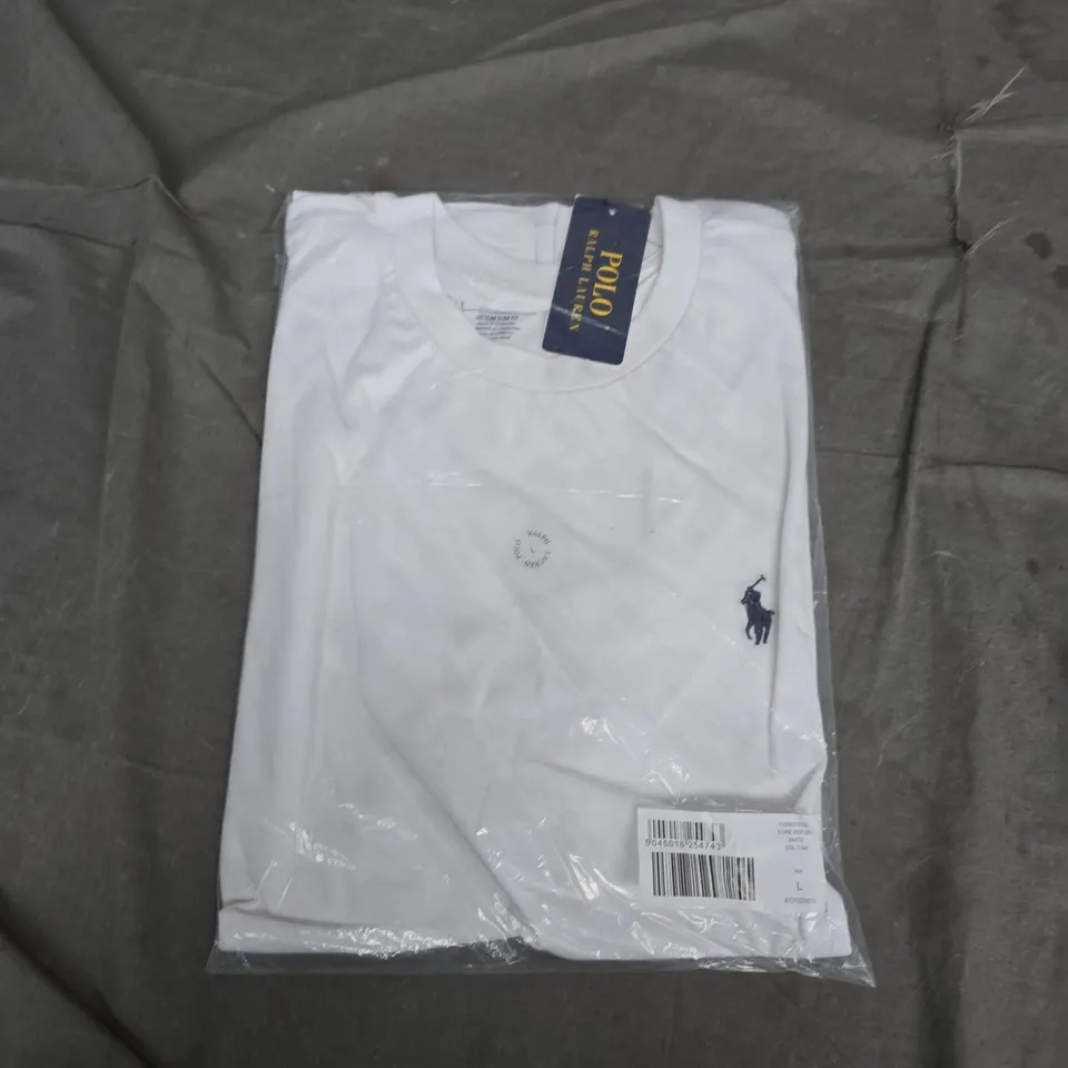 POLO RALPH LAUREN CUSTOM SLIM FIT WHITE T-SHIRT – MEN’S, SIZE L