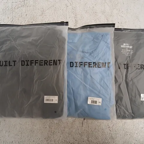 SET OF APPROXIMATELY 10 ASSORTED BUILT DIFFERENT T-SHIRTS/SHIRTS IN VARIOUS COLOURS AND SIZES