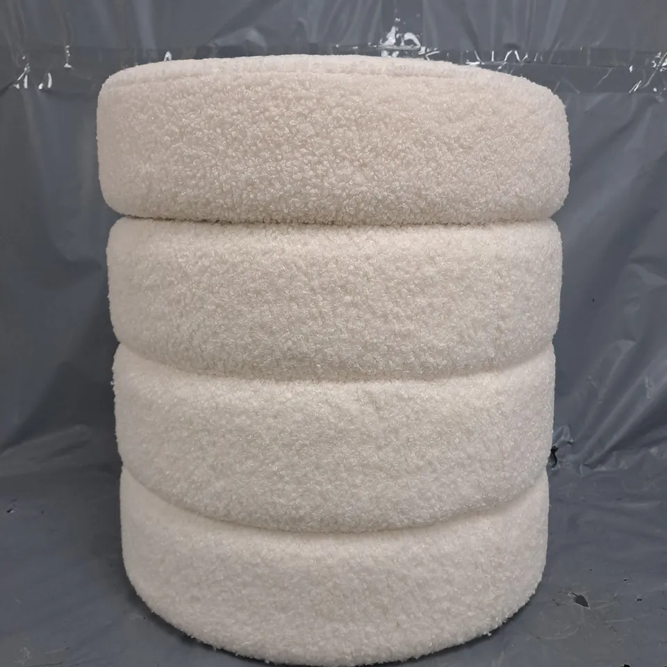 ROUND RIBBED STORAGE STOOL IN CREAM