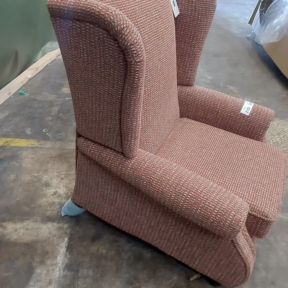QUALITY BRITISH DESIGNER PARKER KNOLL PUSH BACK RECLINING WINGED EASY CHAIR ROSE PINK FABRIC 
