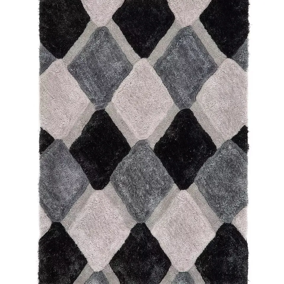 ORIGINS 3D GEO SHAGGY GREY RUG (160x230cm) - COLLECTION ONLY