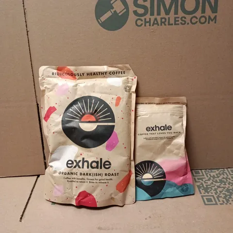 2 X EXHALE COFFEE PRODUCTS TO INCLUDE ORGANIC DARK(ISH) ROAST 450G