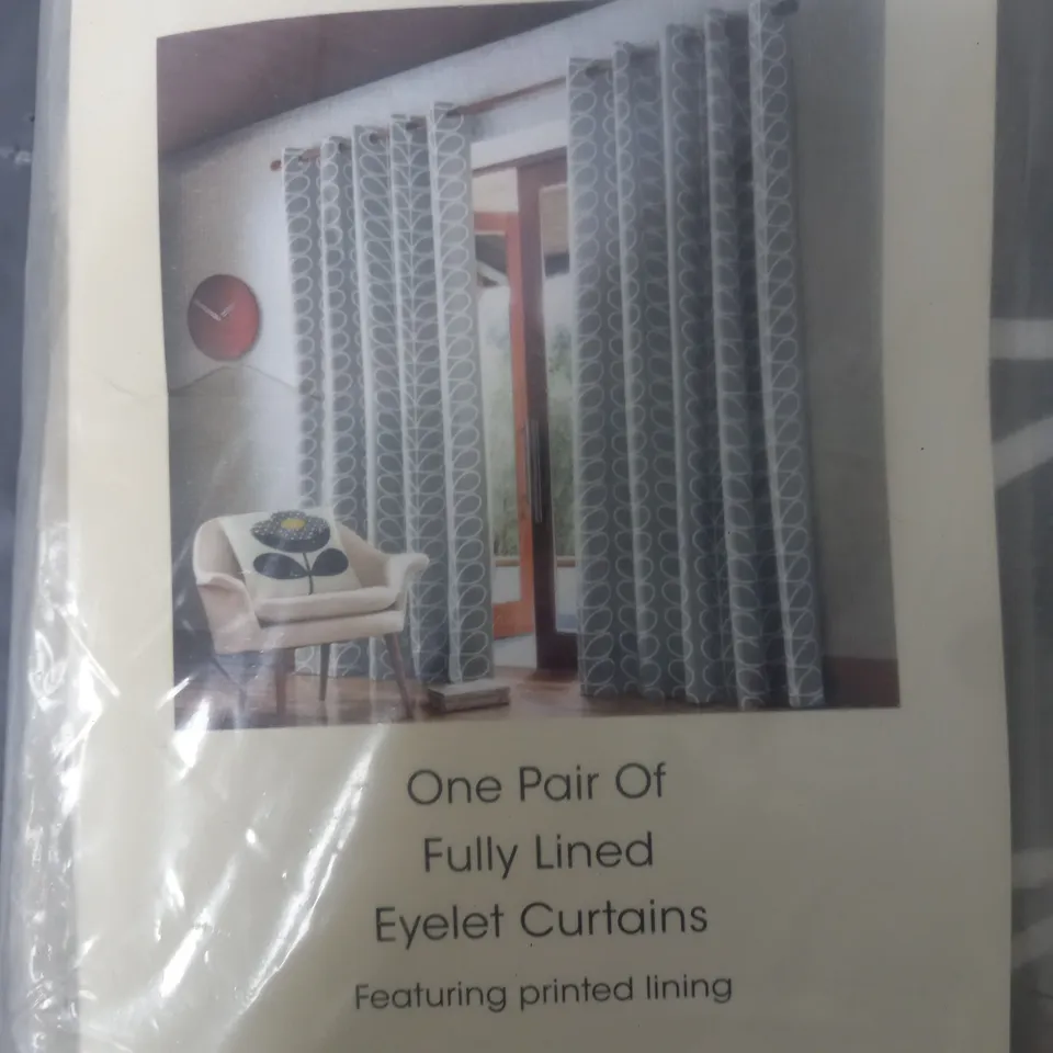 LINEAR STEM LINED EYELET CURTAINS  RRP £56
