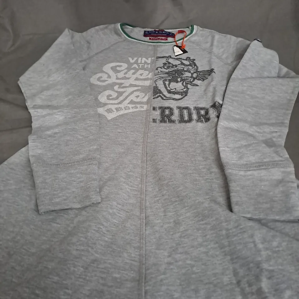 SUPERDRY LIGHT GREY SWEATSHIRT - SMALL