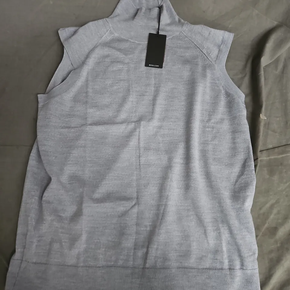 HUGO BOSS SUPERFINE MERINO SLEEVELESS KNIT TOP – GREY - LARGE