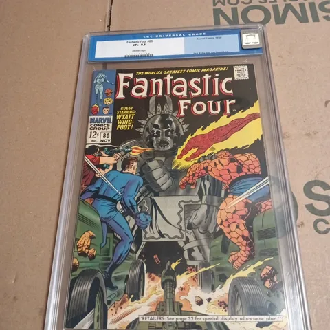 MARVEL COMICS, 11/68 FANTASTIC FOUR #80 VF+ 8.5, IN PROTECTIVE CASE CGC UNIVERSAL GRADE