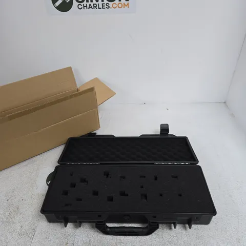 BLACK PROTECTIVE HARD CASE WITH FOAM INSERT FOR CAMERAS/PHOTOGRAPHY GEAR