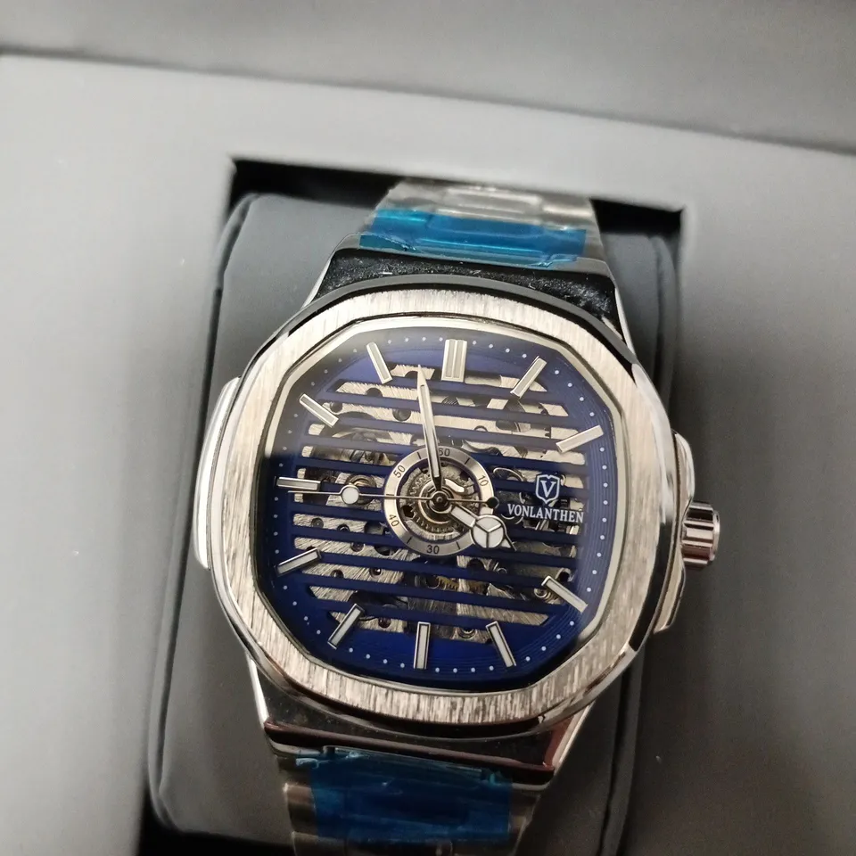 VONLANTHEN PART SKELETON BLUE BRACELET STRAP WRISTWATCH