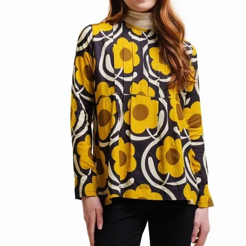 BRAND NEW REGATTA WOMENS ORLA KIELY LONG SLEEVE LIGHTWEIGHT BLOUSE TOP IN APPLE BLOSSOM YELLOW - UK 16