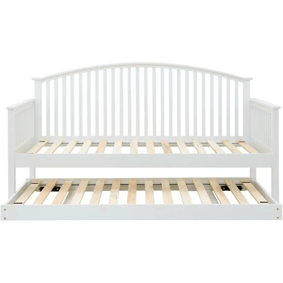 BOXED GFW MADRID SINGLE WHITE WOODEN DAY BED (2 BOXES)