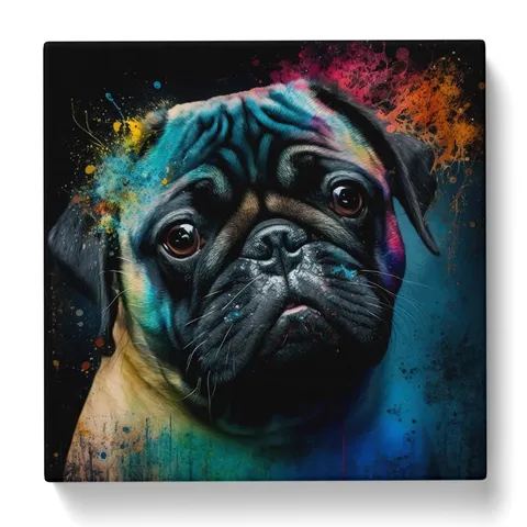 BOXED PUG ABSTRACT EXPRESSIONISM - NO FRAME PRINT