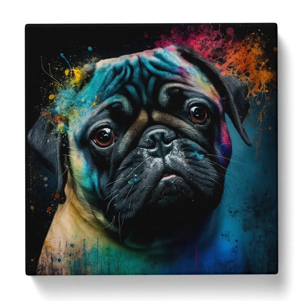 BOXED PUG ABSTRACT EXPRESSIONISM - NO FRAME PRINT