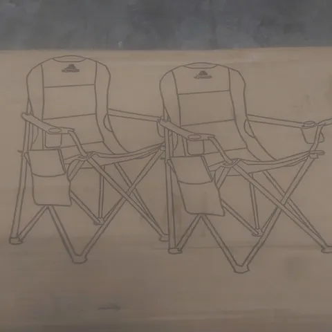 BOXED SET OF 2 VOYAGER PADDED CAMPING CHAIRS - BLACK & GREY (1 BOX)