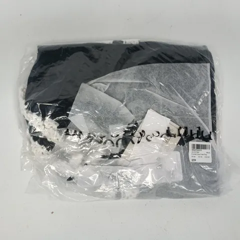 BAGGED NOBODY'S CHILD CROCHET TRIM CAMI TOP IN BLACK/WHITE SIZE MEDIUM