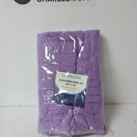 LIVMORE SOLID TERRY TOWEL SET PURPLE PACK OF 2