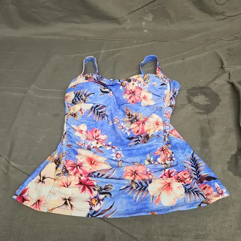 SEA LEVEL TWIST FRONT MULTIFIT SINGLET TOP IN BLUE HAWAII SIZE 12