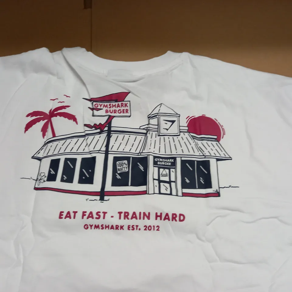 GYMSHARK WHITE T-SHIRT - XXL