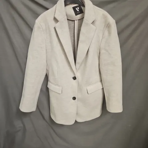 V BY VERY WOMEN'S LIGHT GREY BLAZER – 2 BUTTON, NOTCHED LAPELS SIZE 14