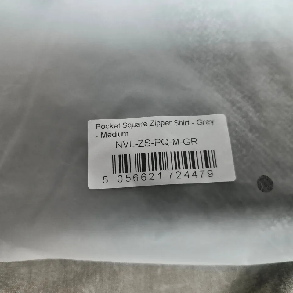 NVLTY POCKET SQUARE ZIPPER SHIRT – GREY – MEDIUM