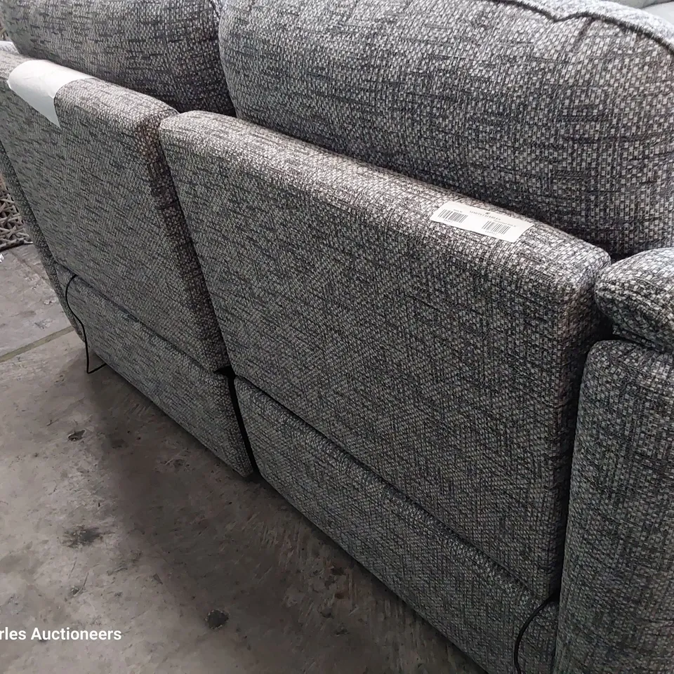 QUALITY BRITISH DESIGNER G PLAN STRATFORD POWER RECLINING TWO SEATER SOFA REED PEWTER FABRIC 