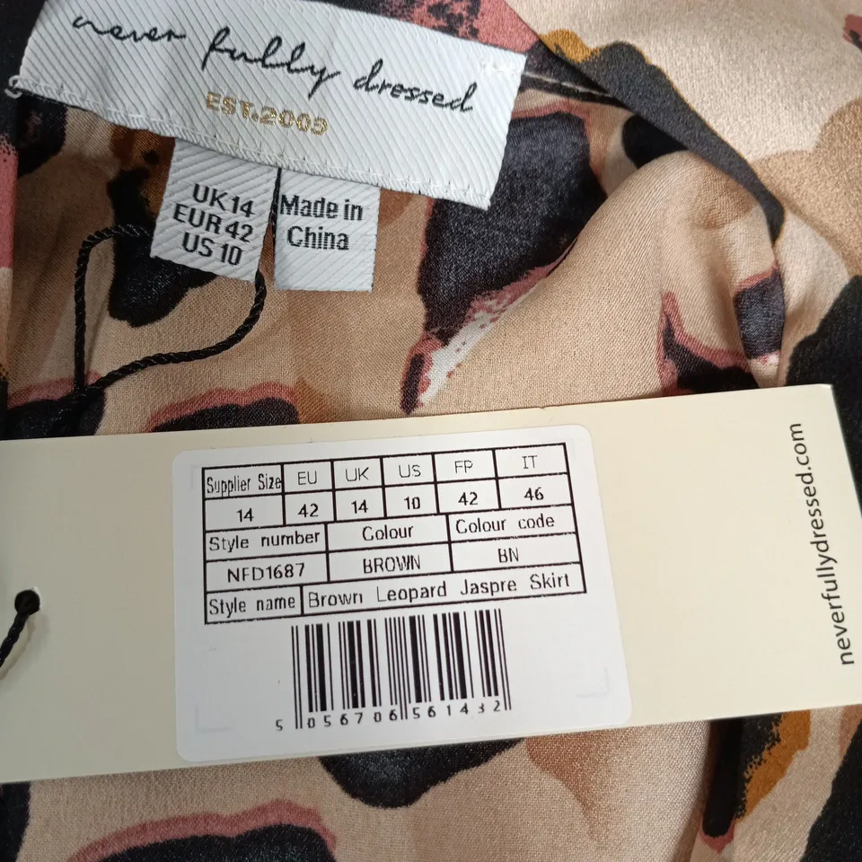 NEVER FULLY DRESSED BROWN LEOPARD JASPER SKIRT – UK 14 (EU 42 / US 10)