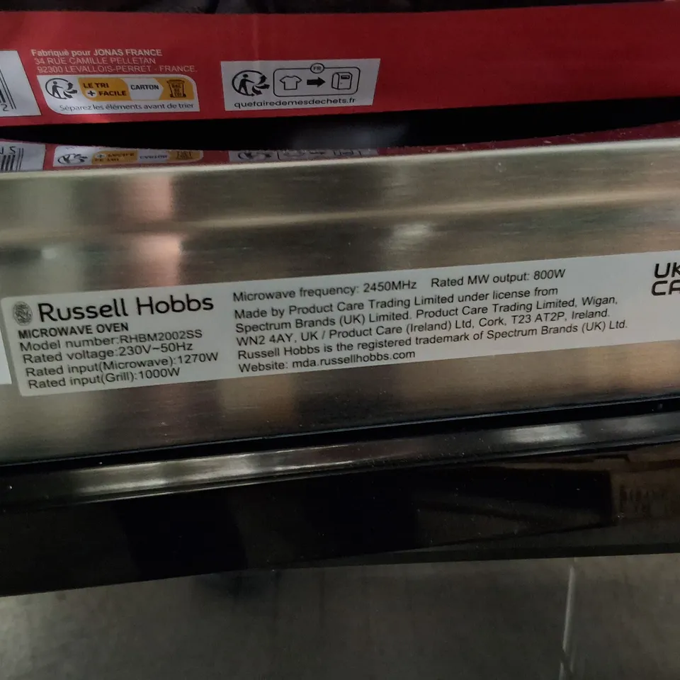 RUSSELL HOBBS RHBM2002SS BUILT-IN MICROWAVE WITH GRILL - STAINLESS STEEL